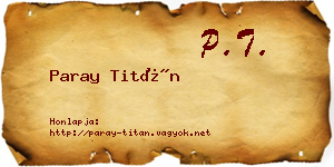 Paray Titán névjegykártya